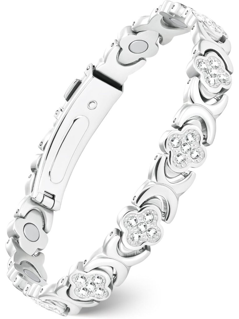 Women's Silver Ultra Strength 3800 Gauss Copper Magnetic Bracelet Jewelry